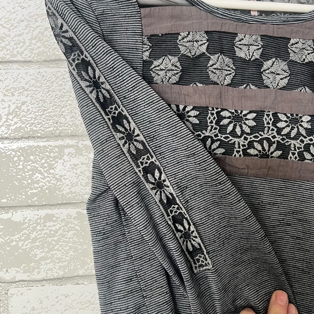 Free People black lace top shirt embroidered
